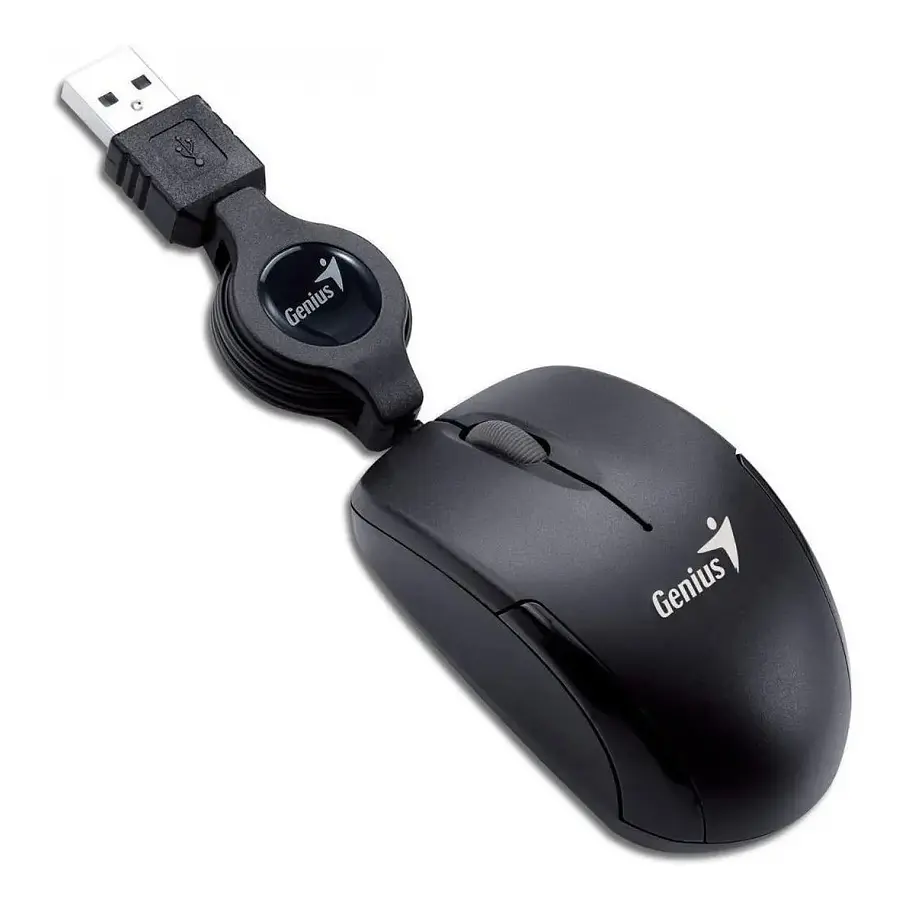Mouse Mini Genius Micro Traveler V2 Negro USB Retráctil para Windows y Mac 1