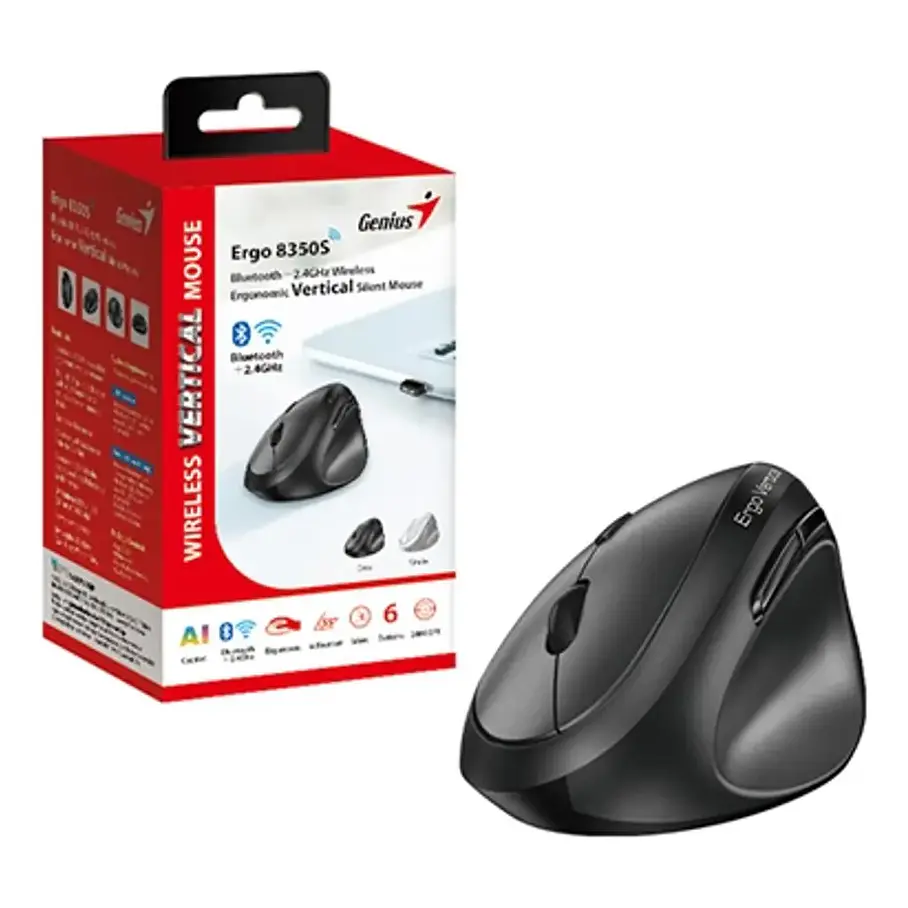 Mouse Genius Ergo 8350s Ai Copilot Dual Vertical-negro Color Negro 8
