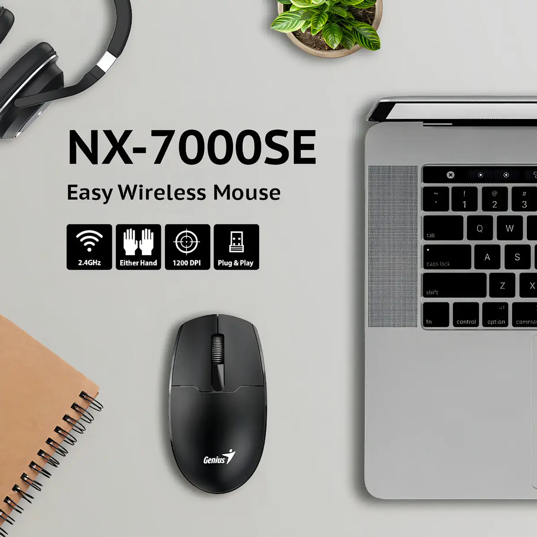 Mouse Genius Nx-7000se Negro Inalámbrico 1200 dpi 7