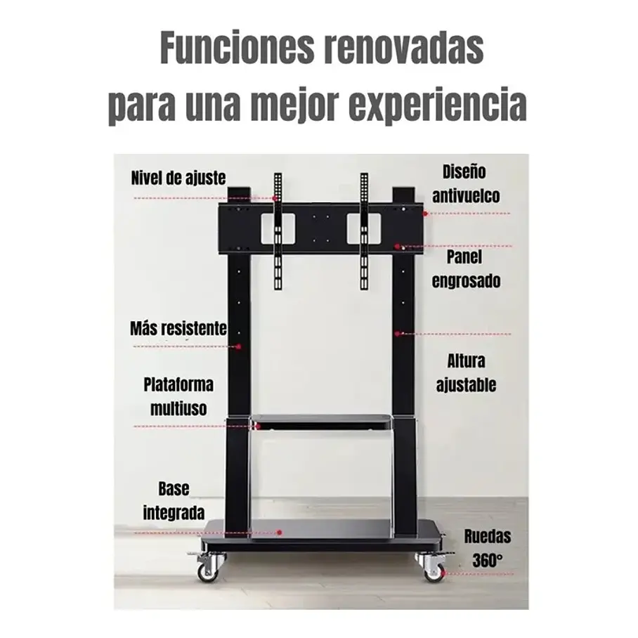Soporte Tv 32 A 65 Pedestal Soporte Stand Movil 2RL Con Ruedas Oficina Home Habitación Multifuncional   8