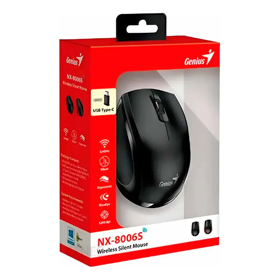Mouse Genius Nx-80006s Usb-c Wireless Silent Black Color Negro  2