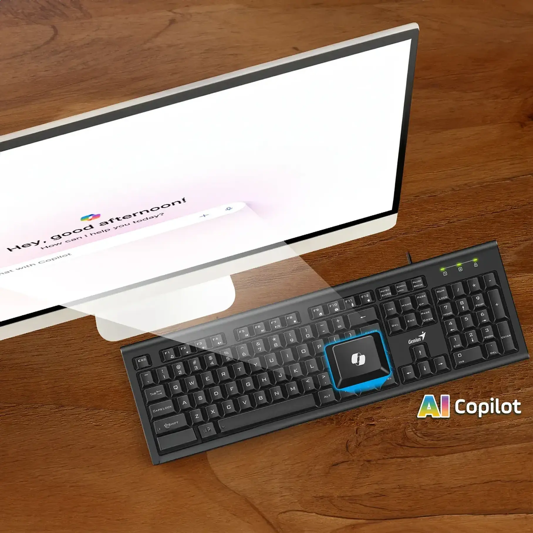 Teclado Cable Usb Resistente A Derrames Genius Kb-113 Negro AI Copilot  8