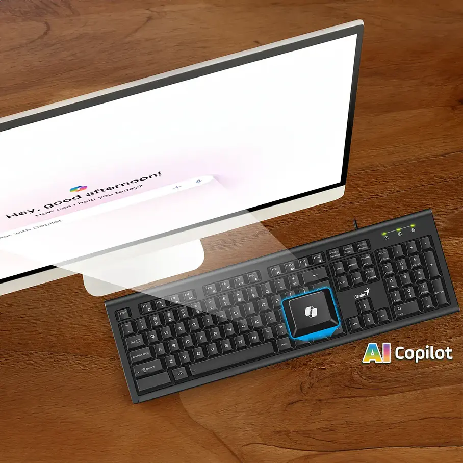 Teclado Cable Usb Resistente A Derrames Genius Kb-113 Negro AI Copilot  8