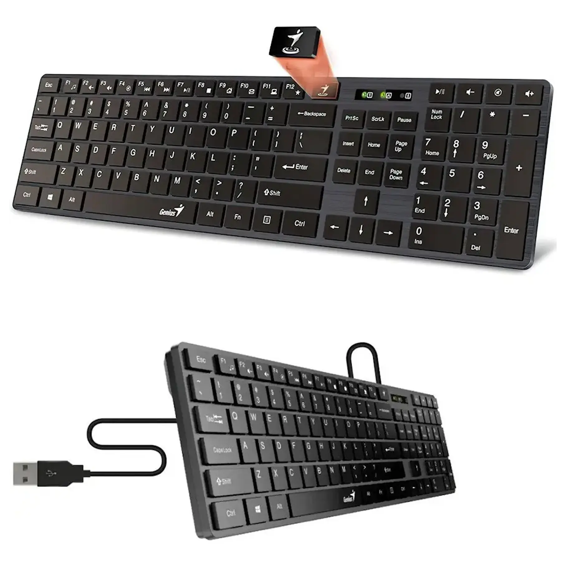 Teclado Genius SlimStar QWERTY Membrana Español Color Negro Con Luz BLACK-SLIMSTAR 126 1