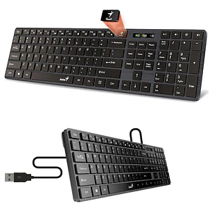 Teclado Genius SlimStar QWERTY Membrana Español Color Negro Con Luz BLACK-SLIMSTAR 126