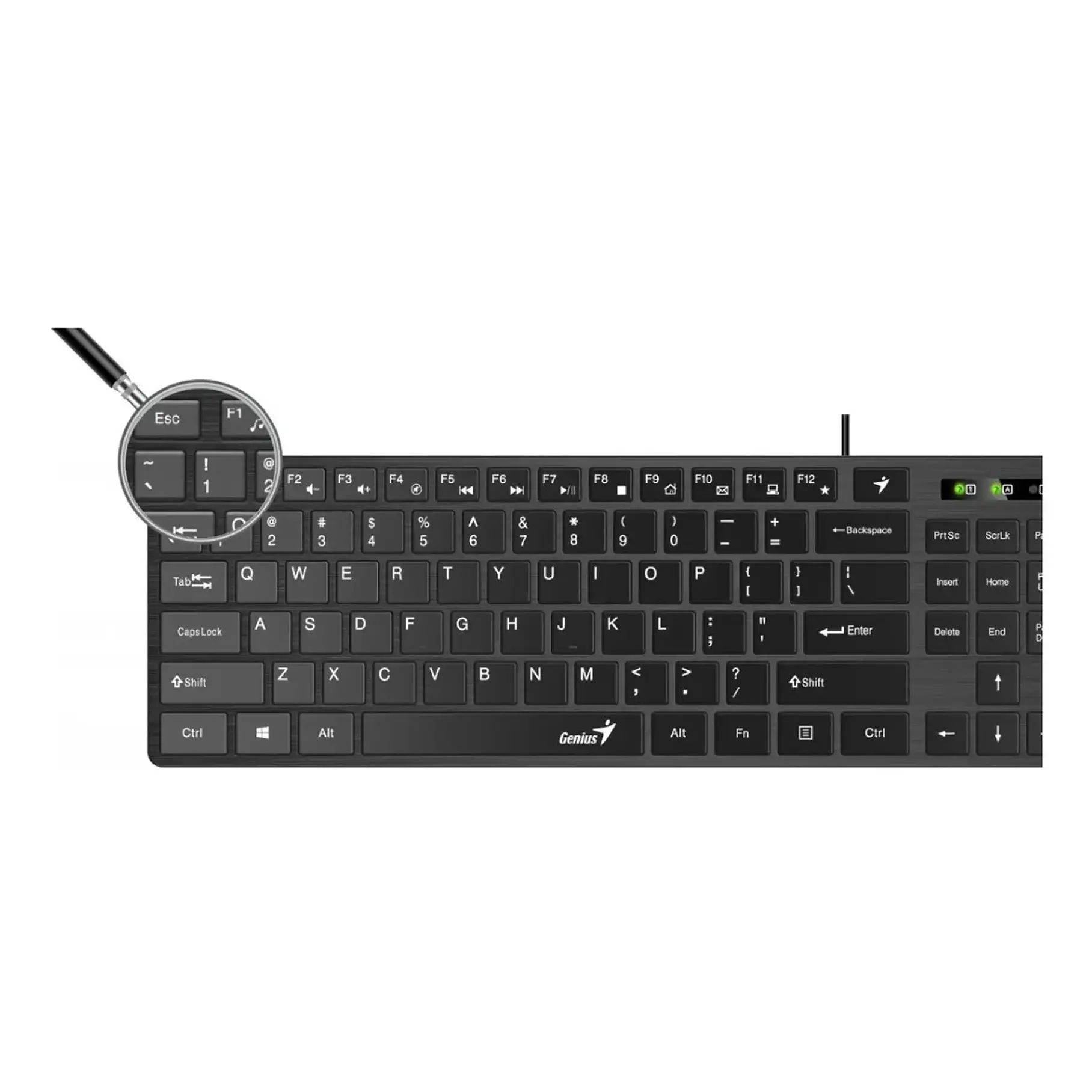 Teclado Genius SlimStar QWERTY Membrana Español Color Negro Con Luz BLACK-SLIMSTAR 126 2