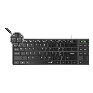 Teclado Genius SlimStar QWERTY Membrana Español Color Negro Con Luz BLACK-SLIMSTAR 126