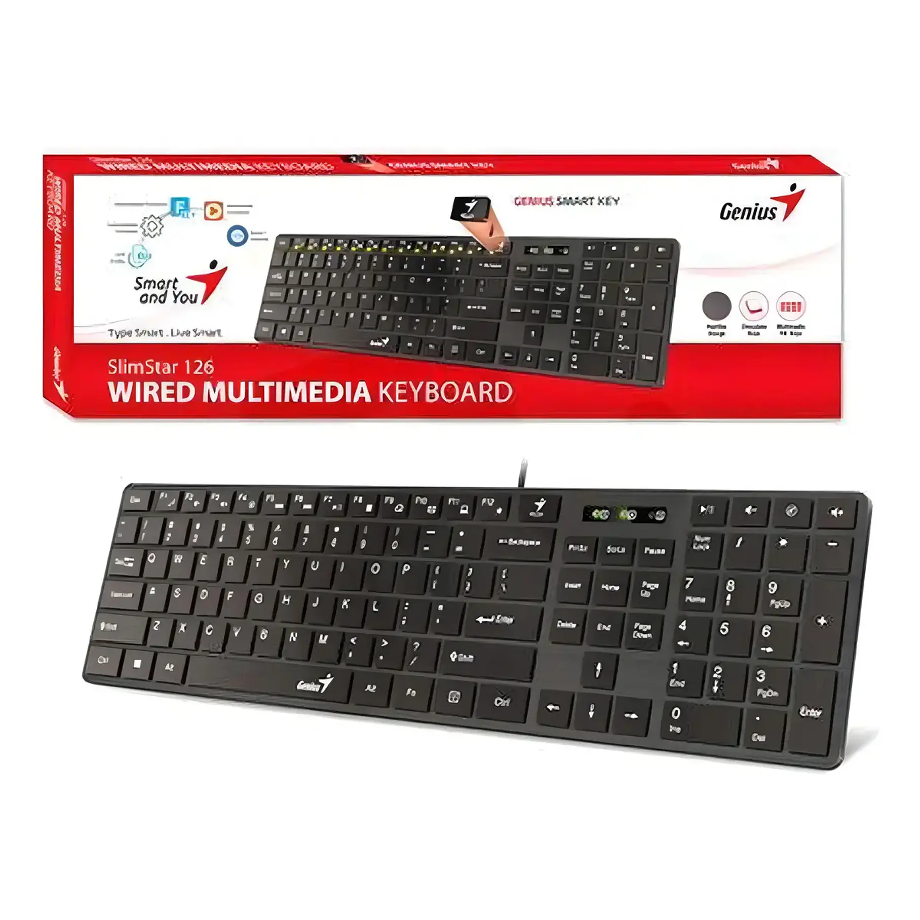 Teclado Genius SlimStar QWERTY Membrana Español Color Negro Con Luz BLACK-SLIMSTAR 126 8