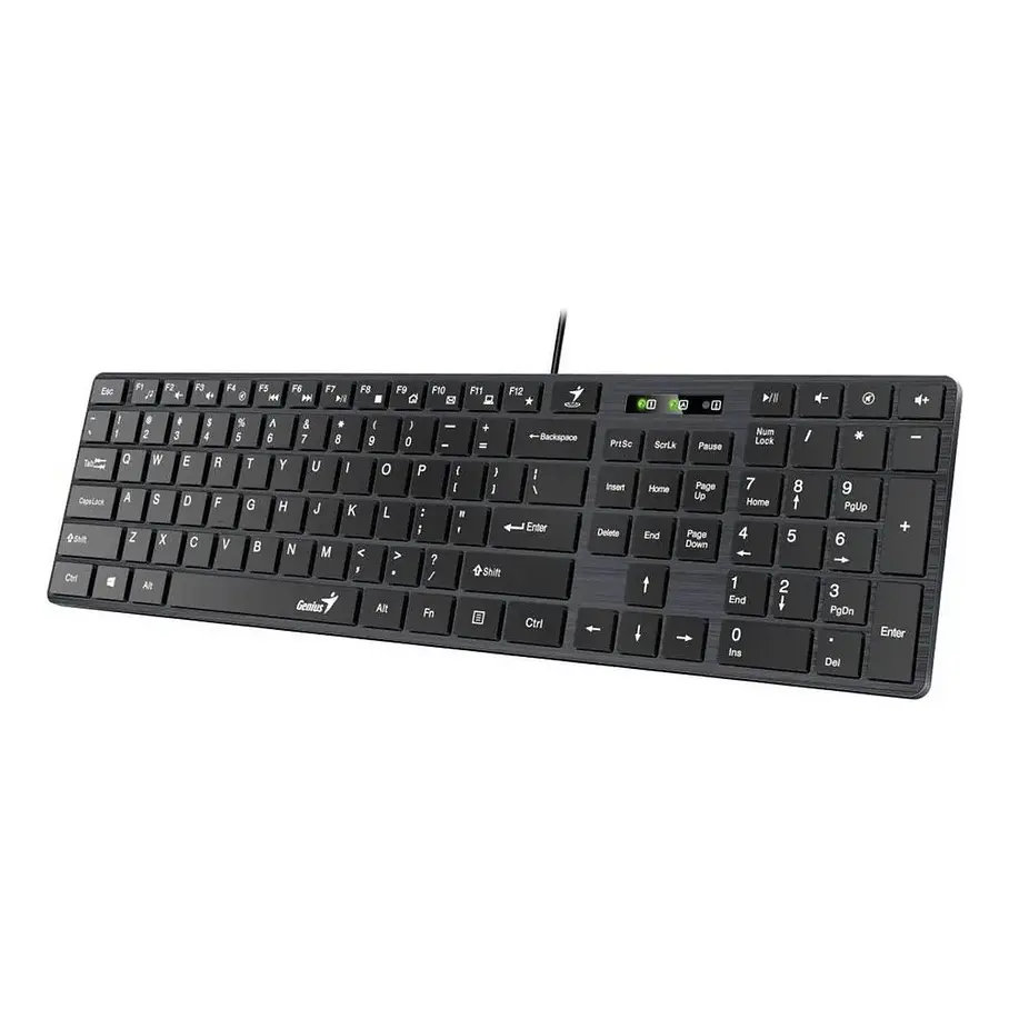 Teclado Genius SlimStar QWERTY Membrana Español Color Negro Con Luz BLACK-SLIMSTAR 126 6
