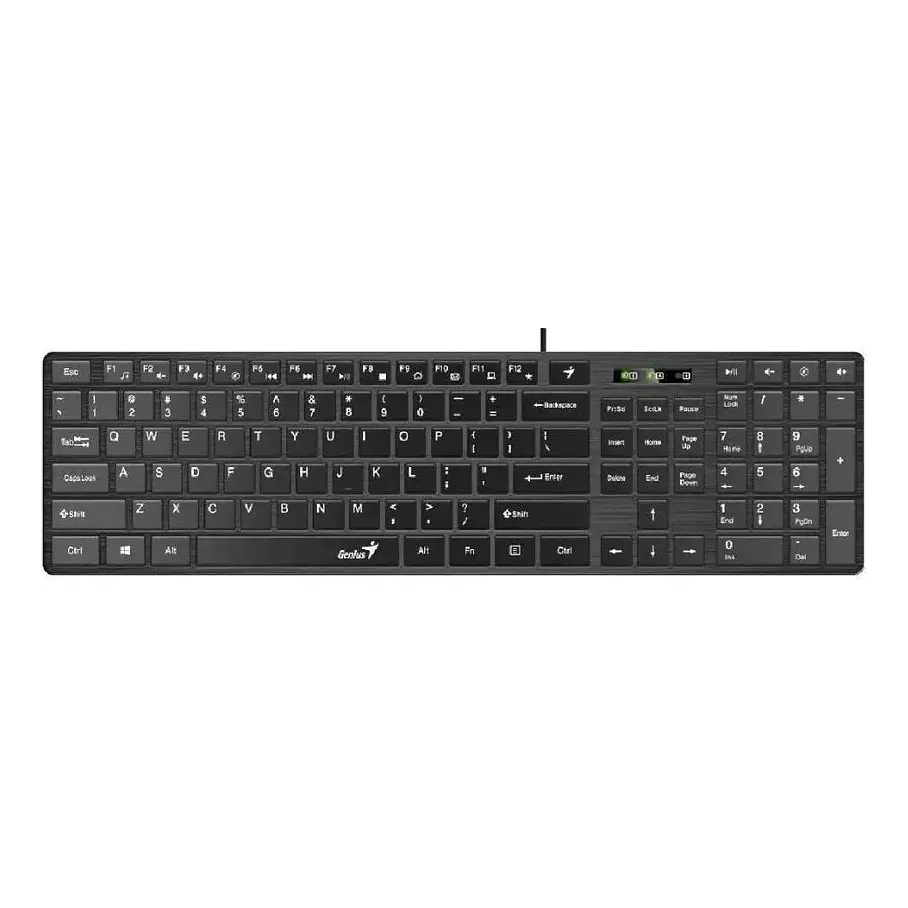 Teclado Genius SlimStar QWERTY Membrana Español Color Negro Con Luz BLACK-SLIMSTAR 126 7