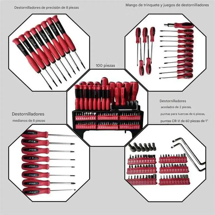 Set De Destornilladores Y Puntas Magnéticas 100 Pcs Kit Set Herramientas Reparación Construcción Arreglos 5