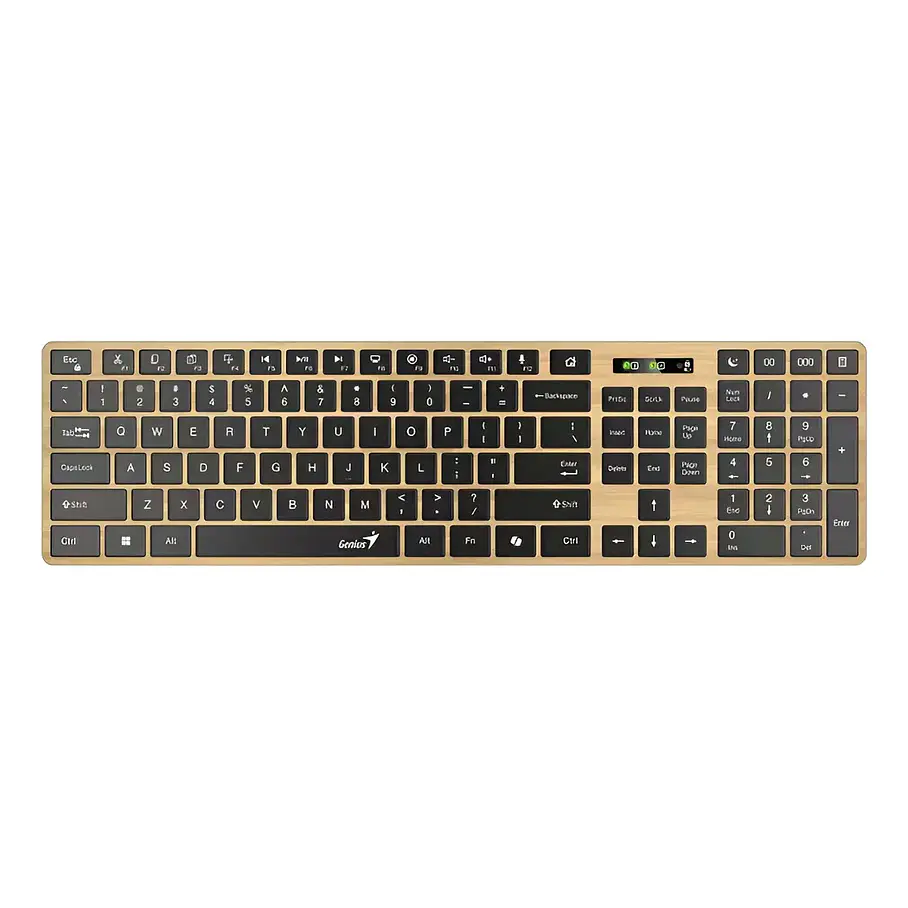 Teclado Genius Dual Wireless Bluetooth + Usb 2g Slimstar Copilot Ai T Wood Slim Star-7250BT 1