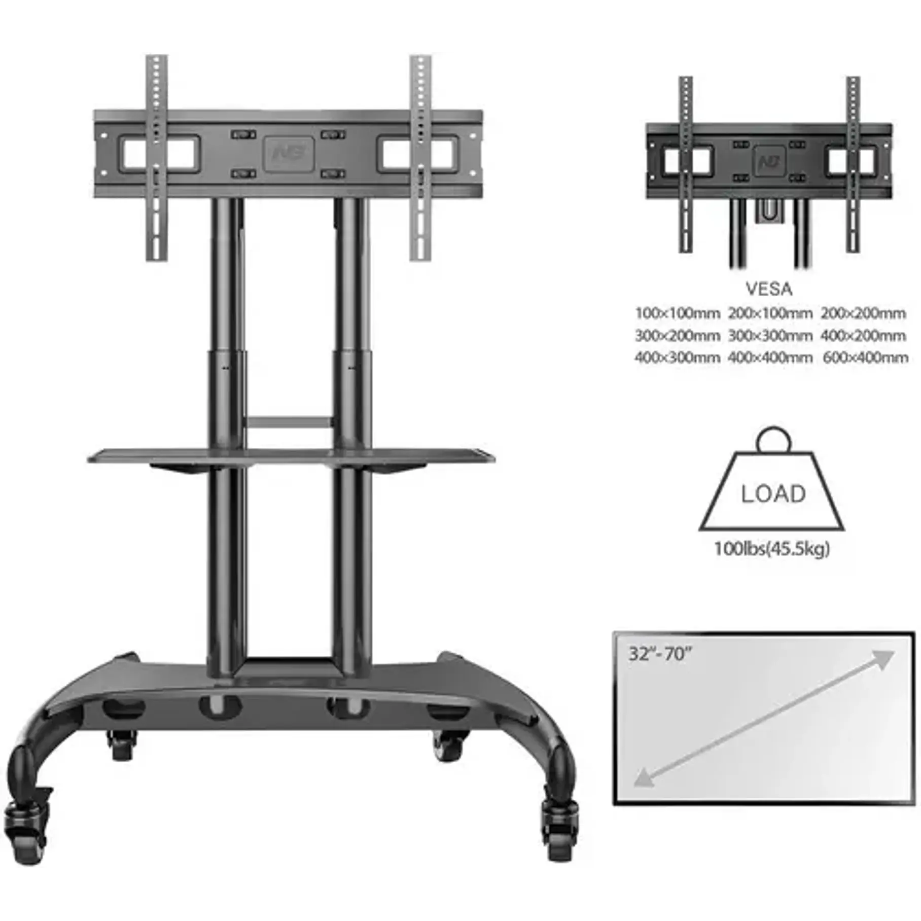 Rack De Pedestal Para Tv De 32 A 70 Ava 1500 60 1p Color Negro 2RL Material Super Resistente 5