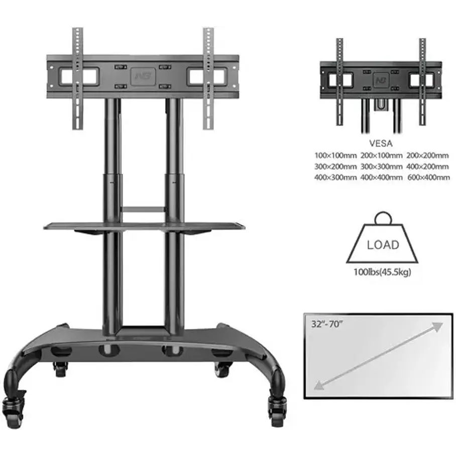 Rack De Pedestal Para Tv De 32 A 70 Ava 1500 60 1p Color Negro 2RL Material Super Resistente 5