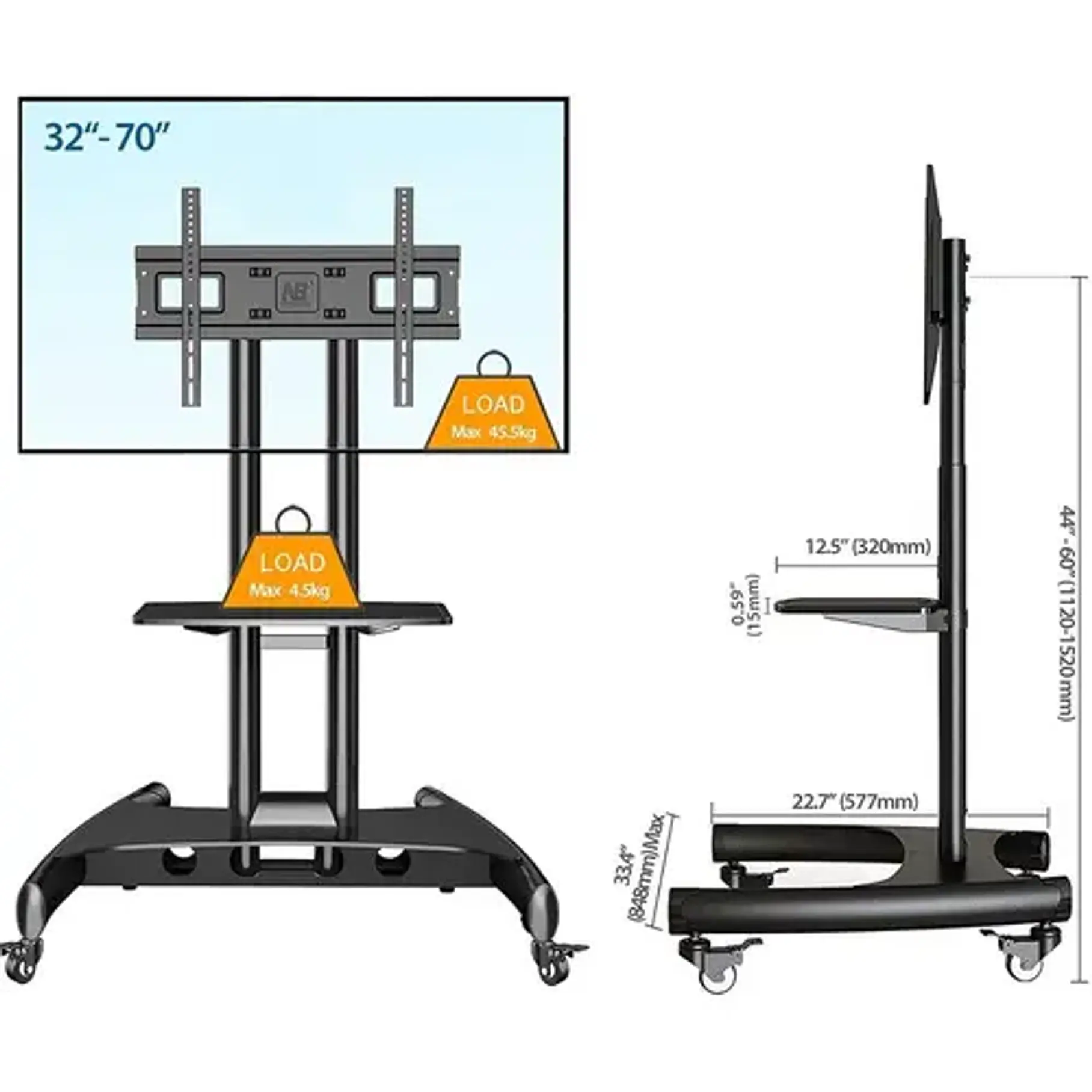 Rack De Pedestal Para Tv De 32 A 70 Ava 1500 60 1p Color Negro 2RL Material Super Resistente 8