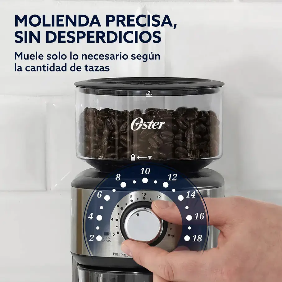 Molinillo Café Oster Automático De Muelas 18 Configuraciones Gris 3