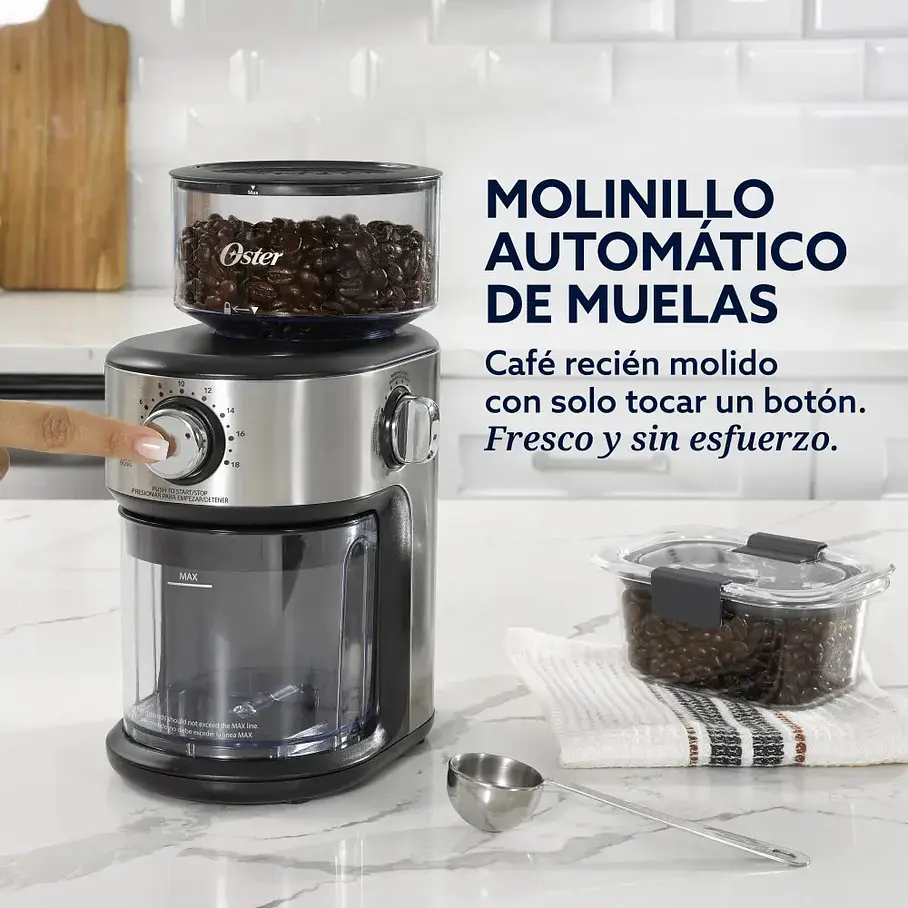 Molinillo Café Oster Automático De Muelas 18 Configuraciones Gris 7