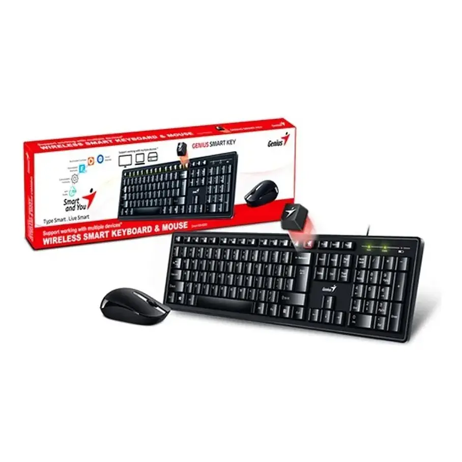Kit Teclado Mouse Inalámbrico Genius KM-8200 Negro Inglés US Silencioso 1