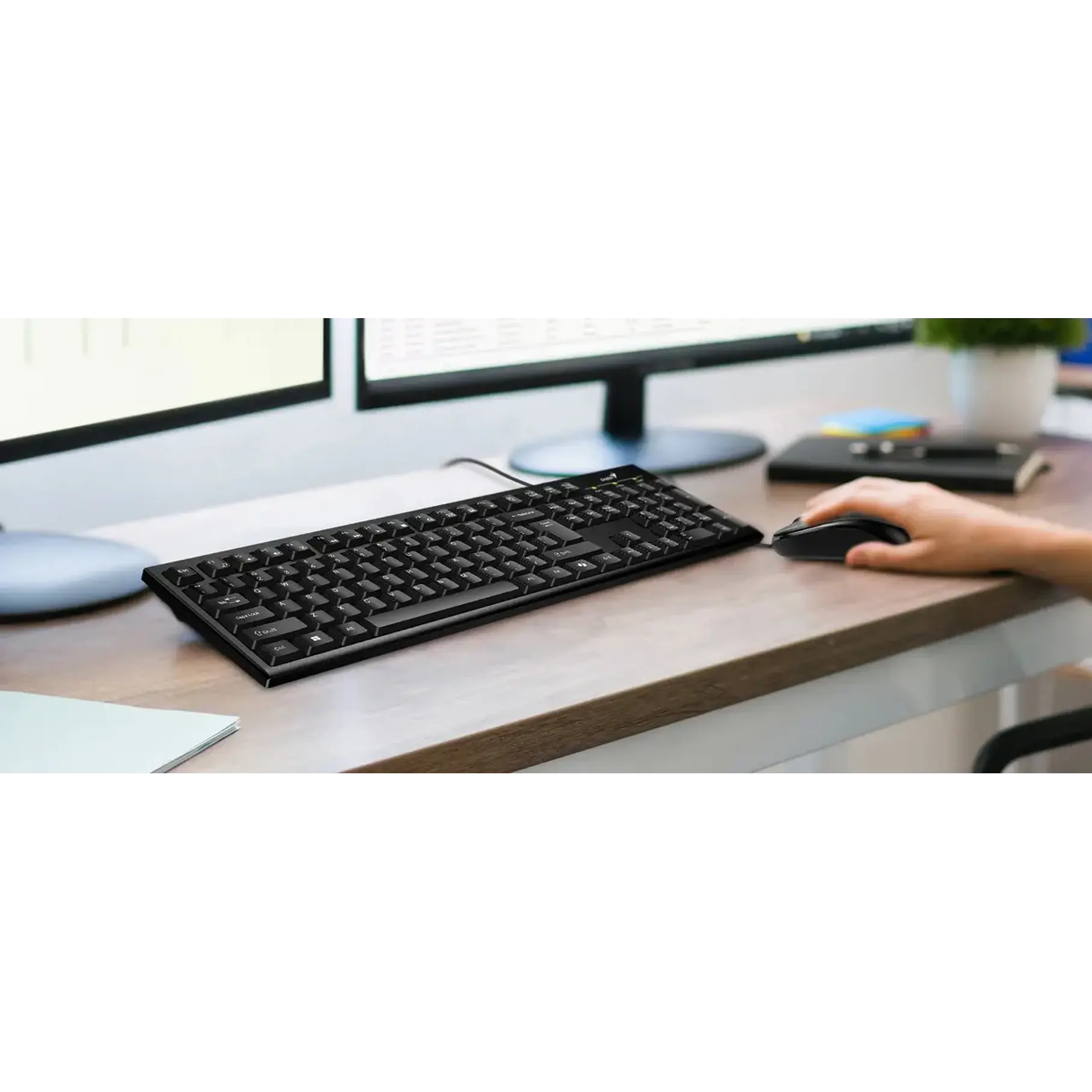Kit Teclado y Mouse Genius KM-100SE Negro Para PC Con Cable USB 5
