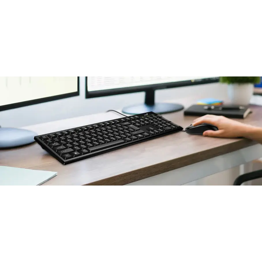 Kit Teclado y Mouse Genius KM-100SE Negro Para PC Con Cable USB 5