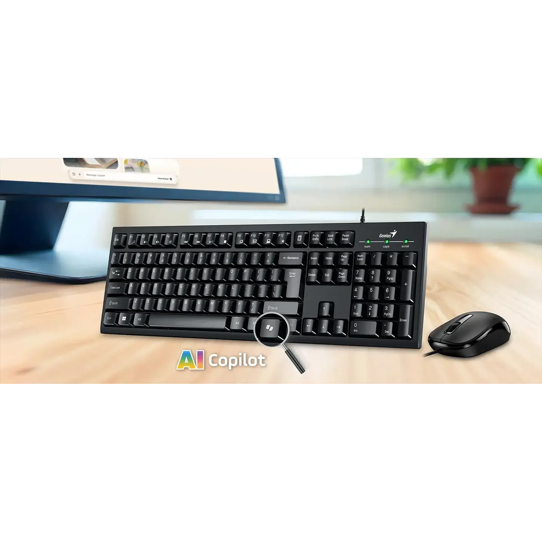 Kit Teclado y Mouse Genius KM-100SE Negro Para PC Con Cable USB 6