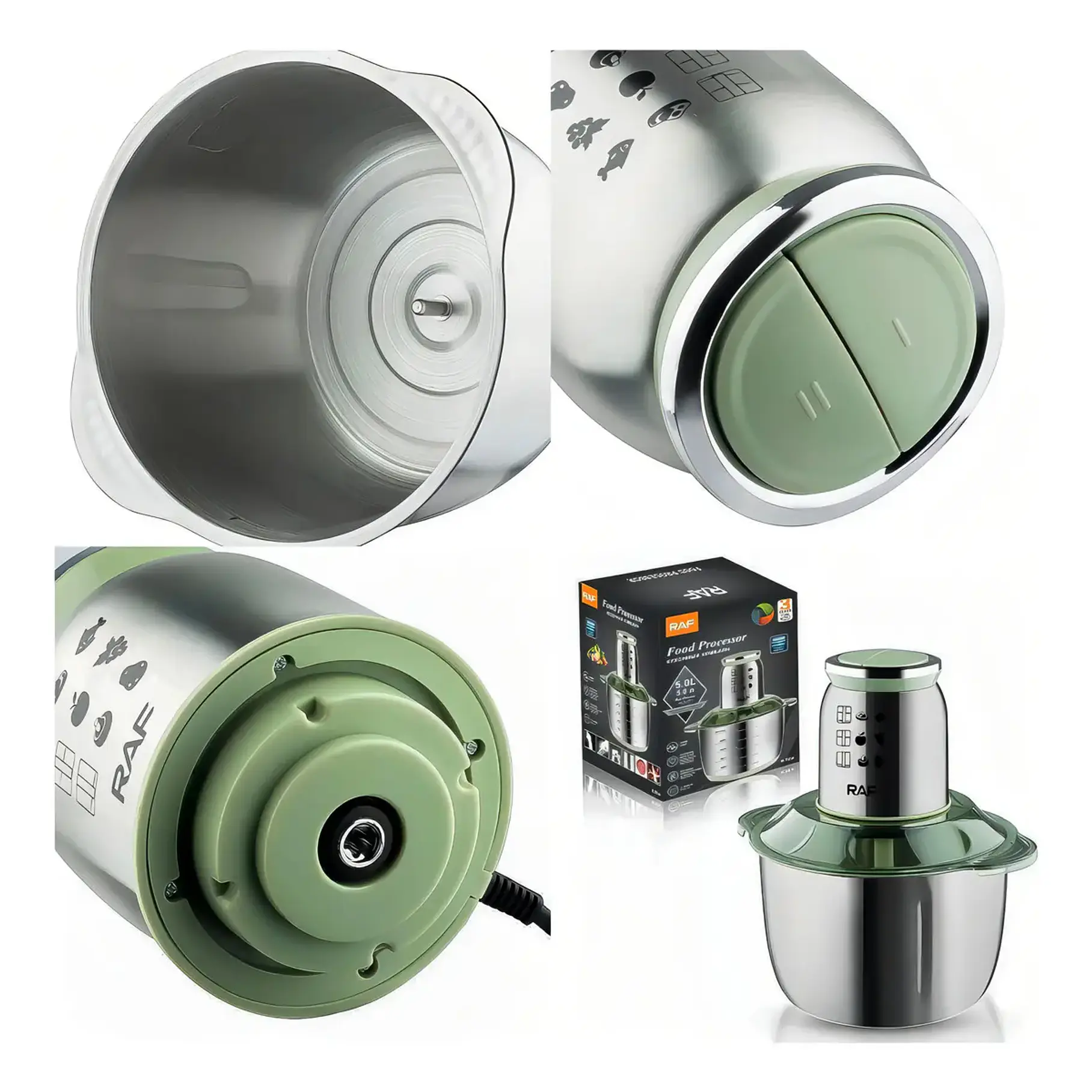 Procesadora De Alimentos Raf 5L Gris Oscuro 1000W Con Función Pulsar 2