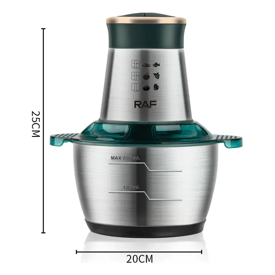 Procesador De Alimentos Raf 1000w 2l Acero Inoxidable 2