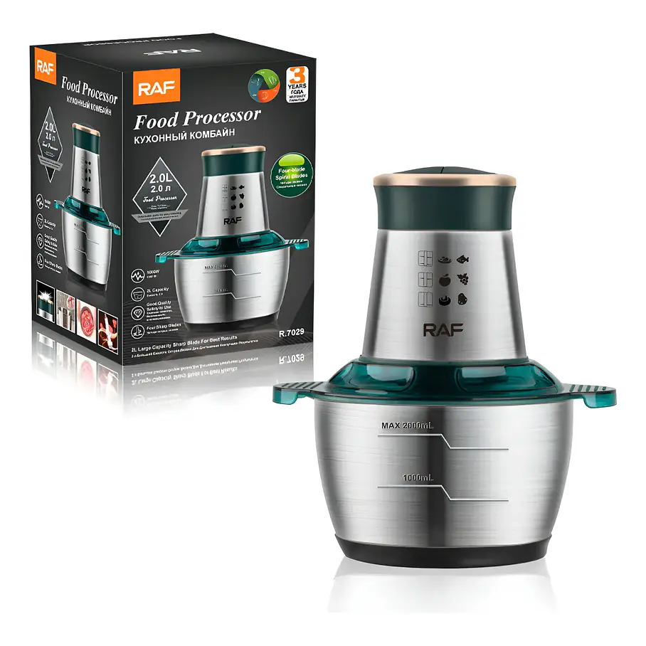 Procesador De Alimentos Raf 1000w 2l Acero Inoxidable 1