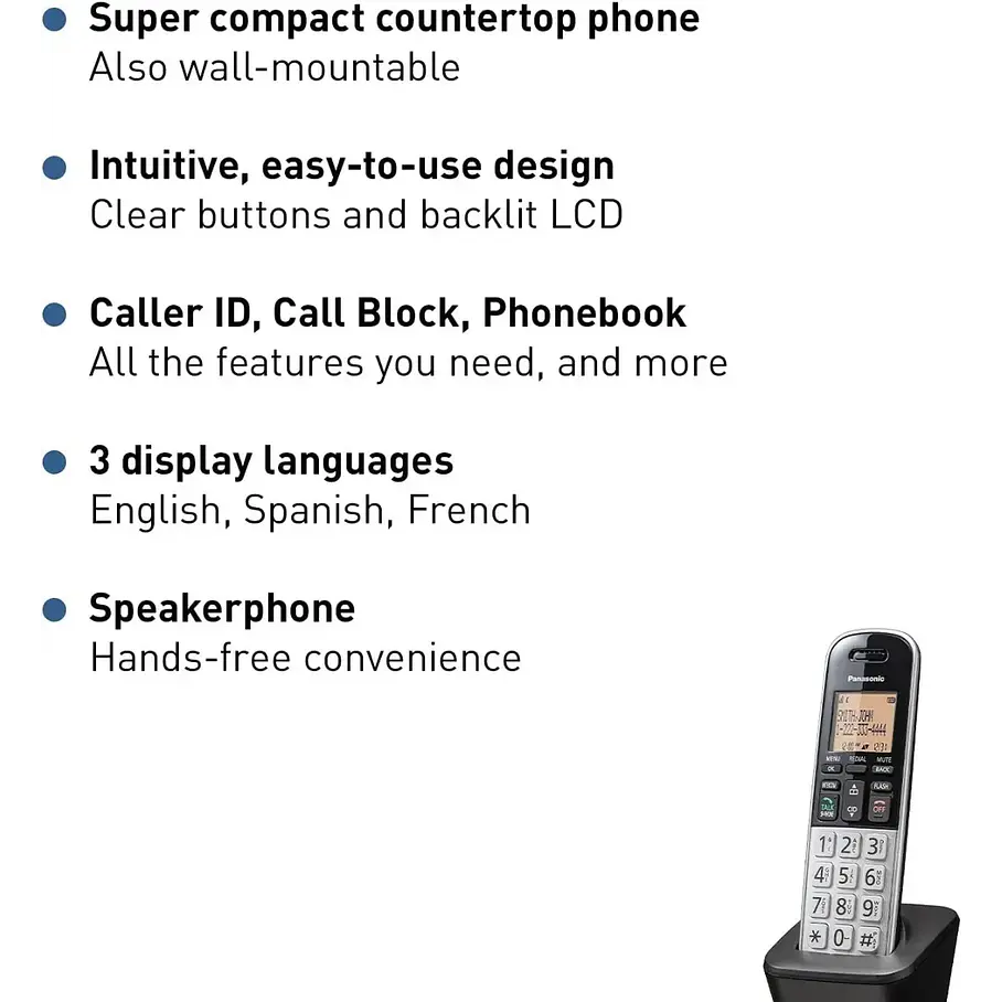 Teléfono Inalámbrico Con Dect 6.0, Pantalla Lcd Panasonic 4