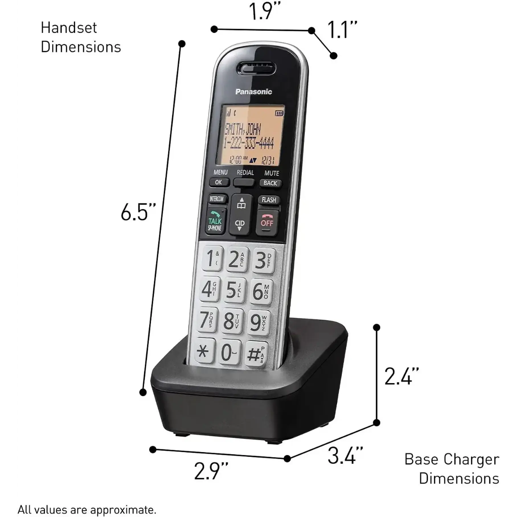 Teléfono Inalámbrico Con Dect 6.0, Pantalla Lcd Panasonic 2