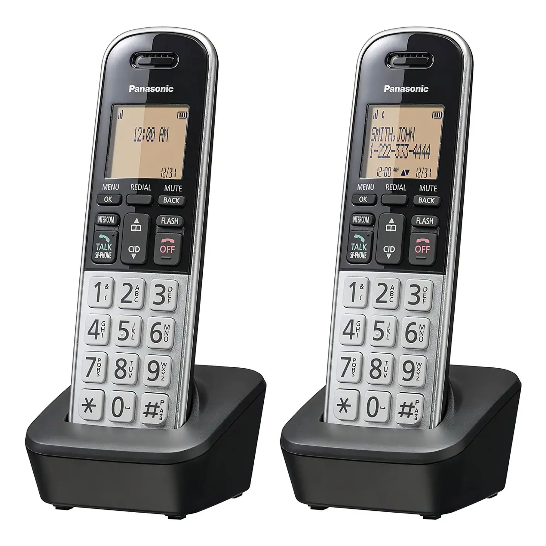 Pack DUO Teléfono Inalambrico Panasonic Bloqueo De Llamadas Altavoz Color Plateado 1