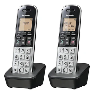 Pack DUO Teléfono Inalambrico Panasonic Bloqueo De Llamadas Altavoz Color Plateado