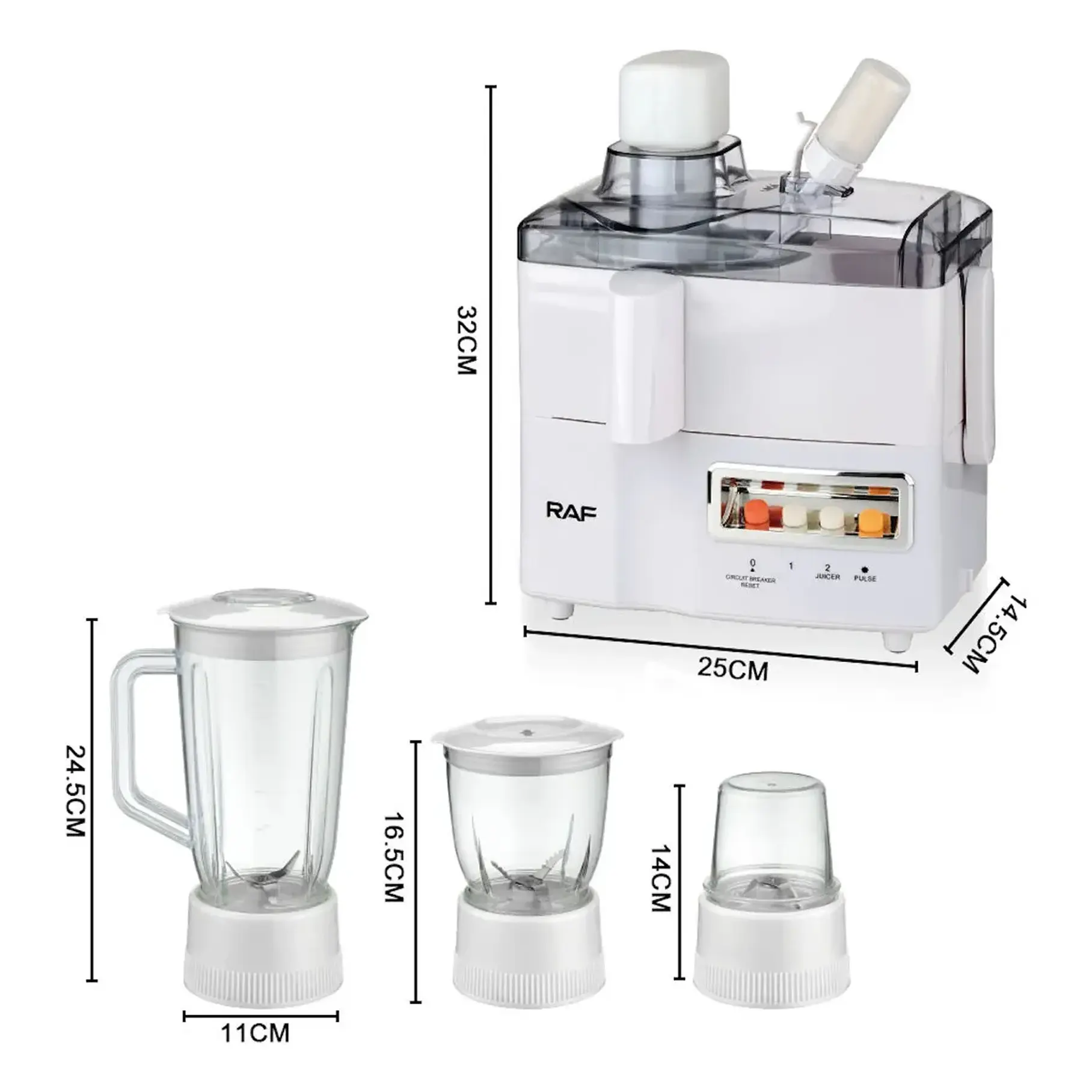 Juguera Raf Procesadores R.2819W Eléctrica Blanco 700 W 1.25 Lts  4