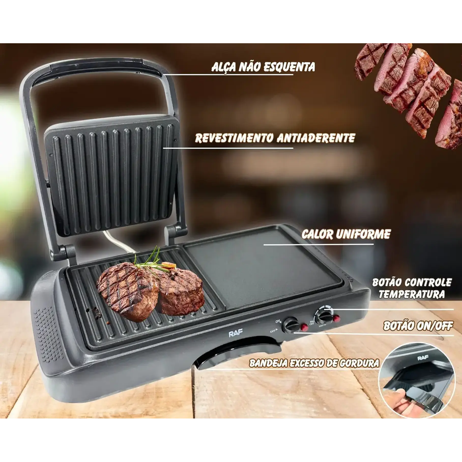 Plancha Panini Grill Maker Multifuncional 2 En 1 Raf R.2695 5