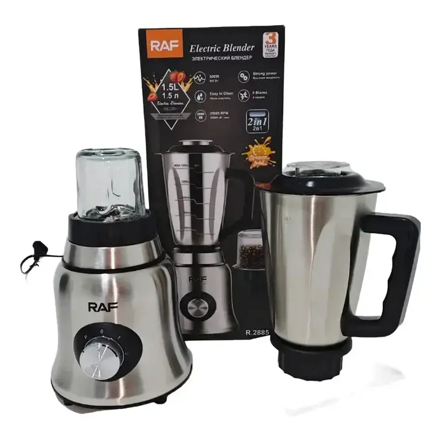 Licuadora Molinillo 2 En 1 De Acero Inoxidable 1.5 Lts R.2885 Raf Plateado 4