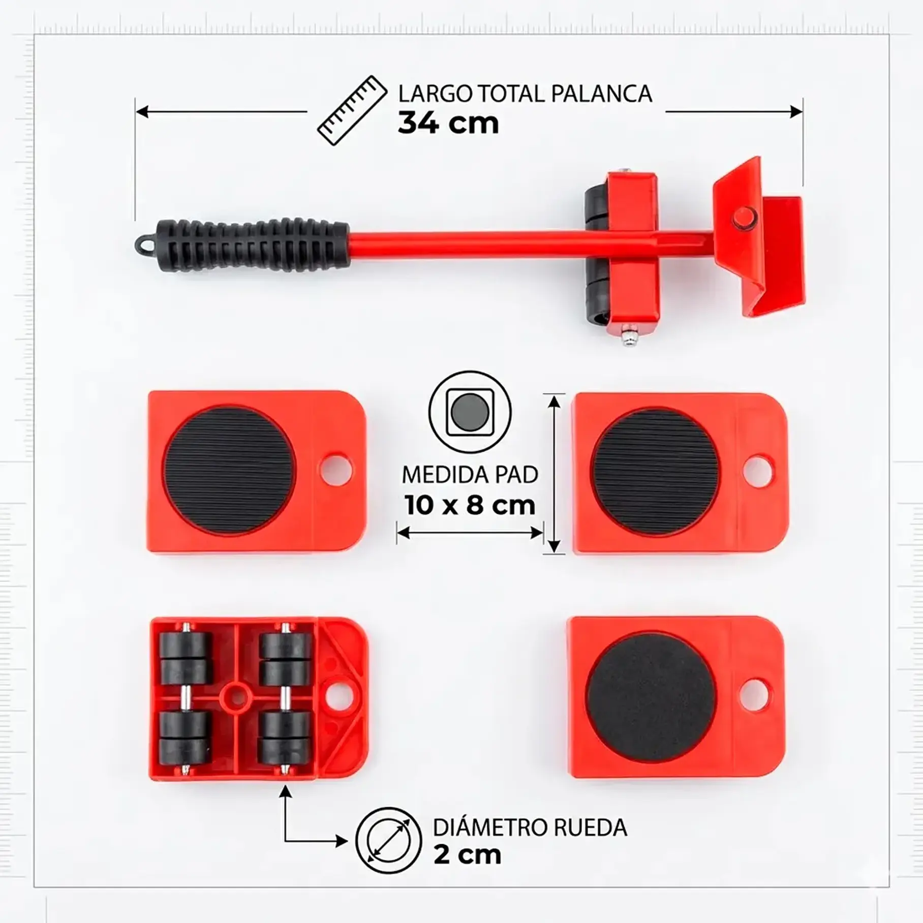 Deslizadores Transporta Peso Fácil Muebles Lavadora Y Más 150 Kg Resistencia  9