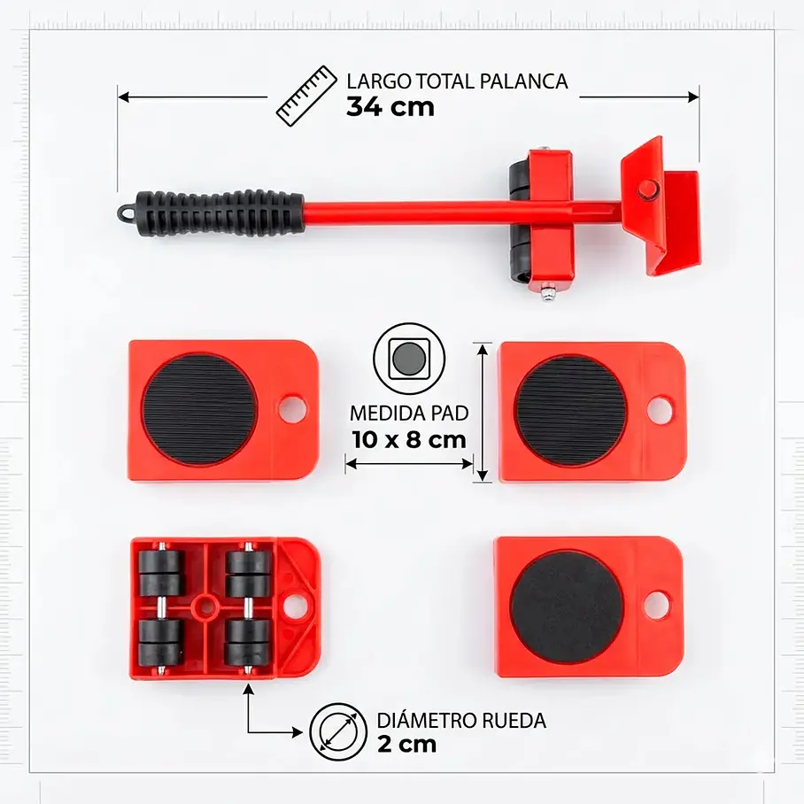Deslizadores Transporta Peso Fácil Muebles Lavadora Y Más 150 Kg Resistencia  9