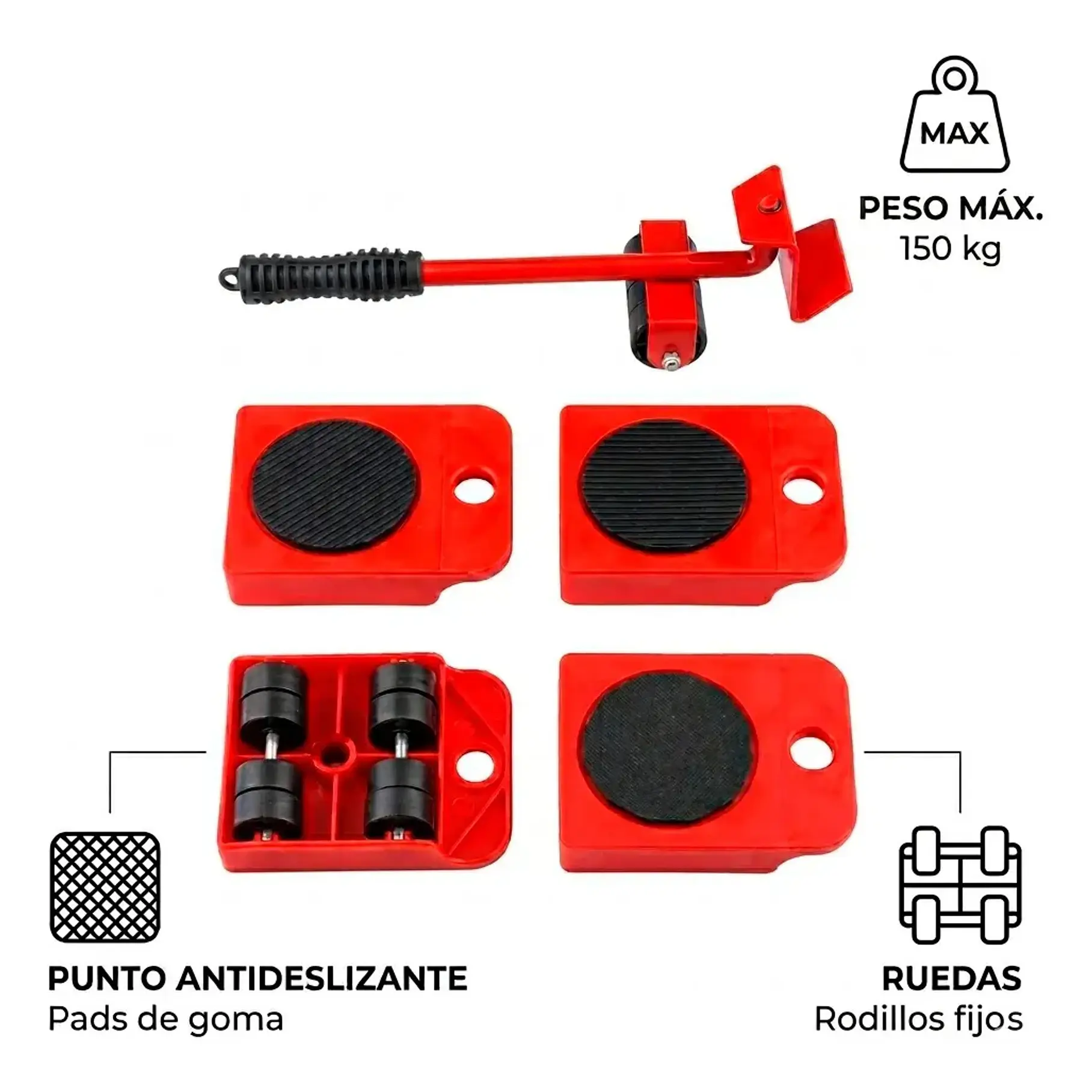 Deslizadores Transporta Peso Fácil Muebles Lavadora Y Más 150 Kg Resistencia  1