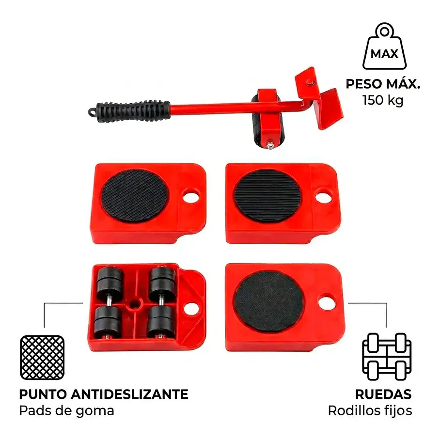 Deslizadores Transporta Peso Fácil Muebles Lavadora Y Más 150 Kg Resistencia  1