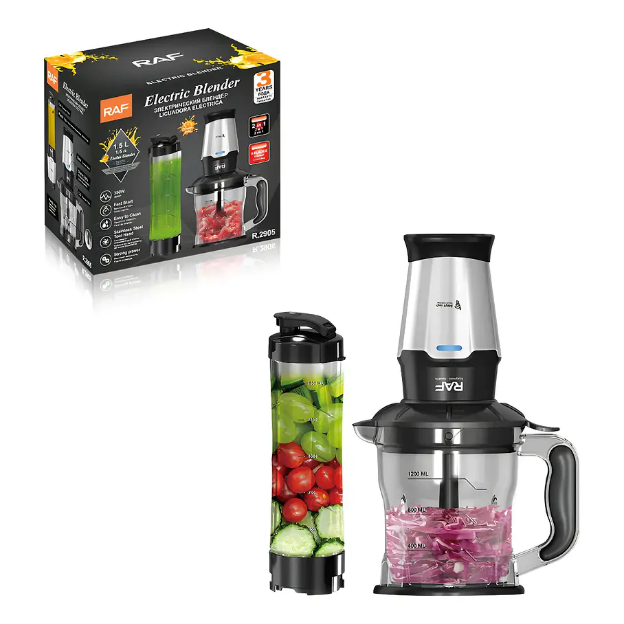 Licuadora Triturador 2 En 1 350w 1,5 Litros Raf R.2905 Negro 1