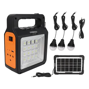 Kit Emergencia Solar Luces Led Radio Recargable 3 Ampolletas Kit Camping Cargador De Celular Radio Panel Solar 2RL YOBOLIFE