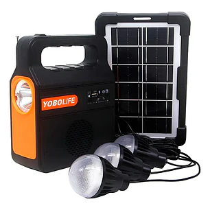 Kit Emergencia Solar Luces Led Radio Recargable 3 Ampolletas Kit Camping Cargador De Celular Radio Panel Solar 2RL YOBOLIFE
