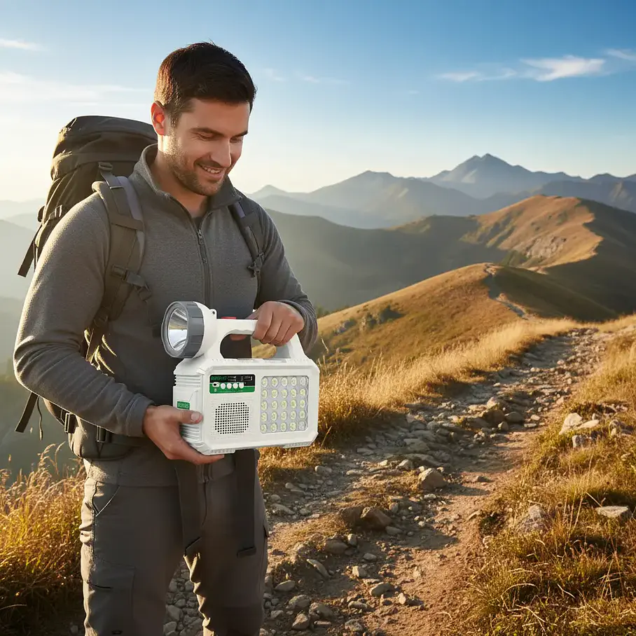 Kit Lámpara De Emergencia Solar Linterna Panel Solar Led Ambiental + 2 Lampara Ovalo Solar + Radio Puerto Usb Carga YXZ 2RL 4