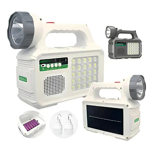 Kit Lámpara De Emergencia Solar Linterna Panel Solar Led Ambiental + 2 Lampara Ovalo Solar + Radio Puerto Usb Carga YXZ 2RL
