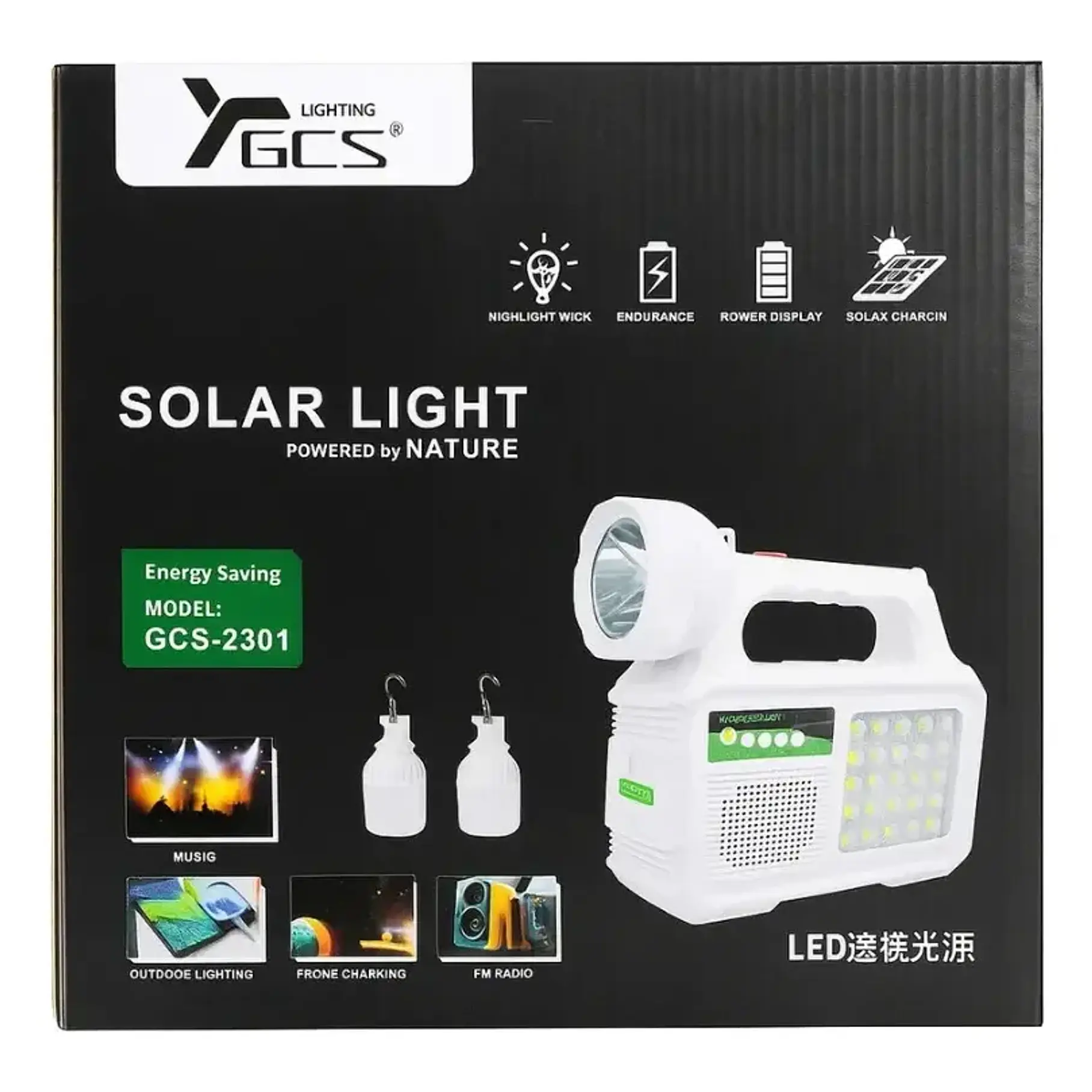 Kit Lámpara De Emergencia Solar Linterna Panel Solar Led Ambiental + 2 Lampara Ovalo Solar + Radio Puerto Usb Carga YXZ 2RL 10