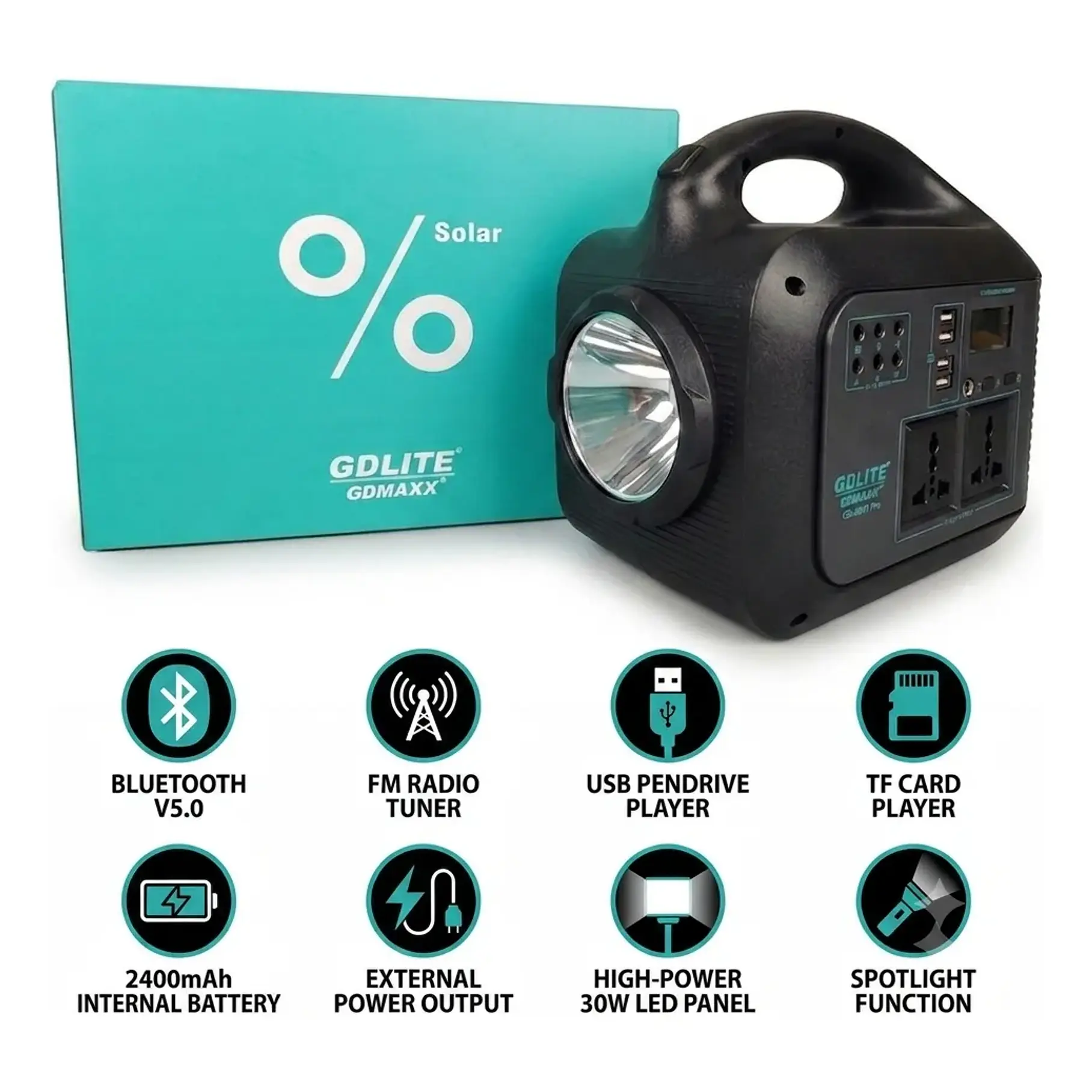 Kit De Emergencia Camping Generador 150w Solar Portátil Con Linterna Led 3 Bombillas + Panel Solar  3