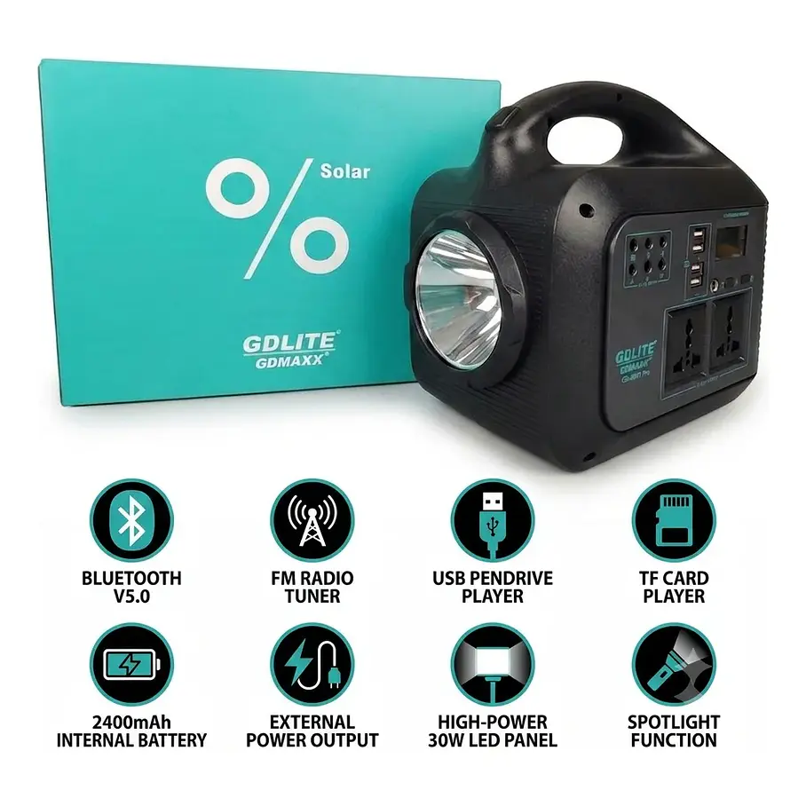 Kit De Emergencia Camping Generador 150w Solar Portátil Con Linterna Led 3 Bombillas + Panel Solar  3