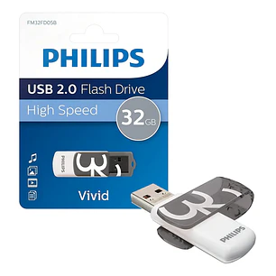 Pendrive Philips Vivid 32GB USB Rápido Y Confiable USB 2.0 Color Gris