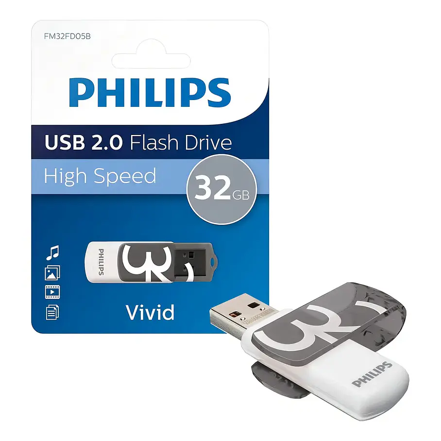 Pendrive Philips Vivid 32GB USB Rápido Y Confiable USB 2.0 Color Gris 2