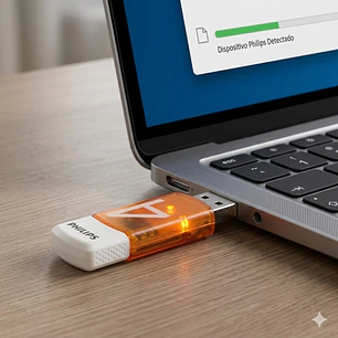 Pendrive Philips Vivid 4 GB USB Rápido Y Confiable USB 2.0 Color Naranja